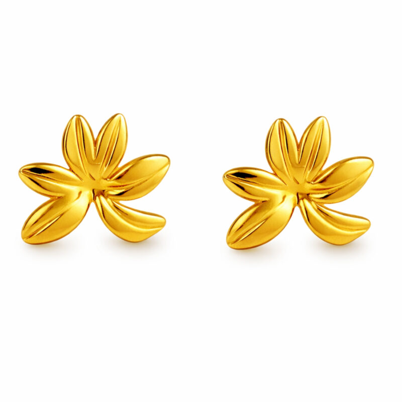 Minimalist Gold Floral Petal Design Stud Earring