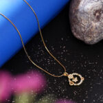 AuraSpark Gold Butterfly Heart Pendant with Pink Crystals