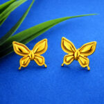 AuraSpark 18K gold butterfly stud earrings for women.