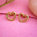 AuraSpark Gold Plated Anti-Tarnish Open Heart Stud Earrings