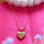Dainty gold snake chain with sparkling heart charm for women