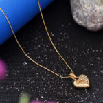AuraSpark gold heart pendant necklace with pavé crystals