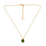 AuraSpark gold necklace with oval green emerald pendant.