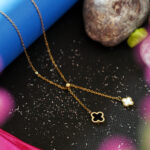 AuraSpark 18K gold plated lucky four leaf clover pendant