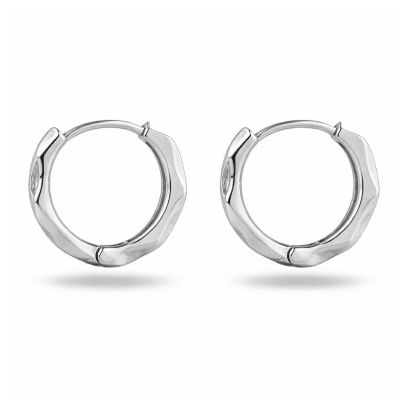 Minimalist Textured Silver Huggie Hoop Earrings for Women
