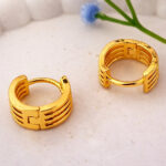 AuraSpark 18K gold triple row huggie hoop earrings for women