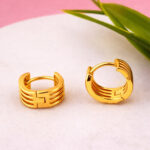 Chunky gold triple band earrings with secure hinge closure