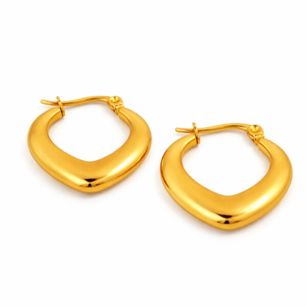 Elegant Gold-Plated Stainless-Steel Heart Hoop Earring