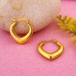 AuraSpark Gold Heart Hoop Earrings for Women Tapered Style