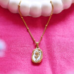 Classic18K Gold Plated Rose Floral Pendant Necklace for Women