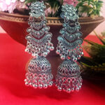 Traditional Antique Silver Tiered Floral Drop Earrings