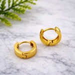 AuraSpark Gold Plated Wide Band Small Huggie Hoop Earrings