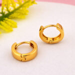 Chunky Gold Huggie Hoops with High Polish Finish for Women