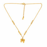 18K Gold Plated Bow Pendant Necklace with geometric chain for Women