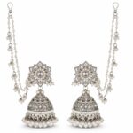 Bahubali Jhumka Earrings with Pearl Sahara Chains – Traditional Kundan