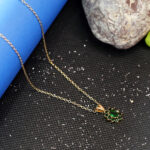 AuraSpark Gold Emerald Green Floral Pendant Necklace