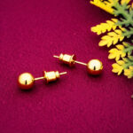 Minimalist Round Gold Sphere Stud Earrings for Women
