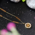 AuraSpark lucky four leaf clover pendant for women gold.