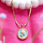 Vintage Enamel Floral Medallion Necklace for Women