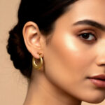 Vintage Style Ribbed Gold Hoop Earrings Jewelry Gift