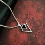 AuraSpark Men's Silver Double Triangle Pendant Necklace