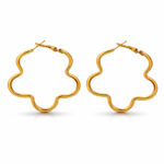 Dainty Gold Tone Floral Wavy Hoop Earrings for Women