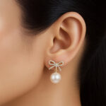 Waterproof 18K Gold Plated Bow Pearl Drop Jewelry