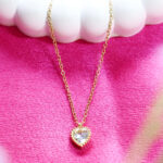 AuraSpark 18K Gold Plated Heart Pendant CZ Necklace for Women