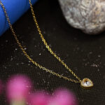 Dainty Gold Heart Necklace with Sparkling Crystal Stone