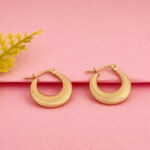 AuraSpark 18K Gold Plated Ribbed Crescent Hoop Earrings
