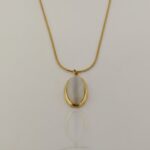 Elegant 18K Gold Plated Oval Pendant Necklace for Women