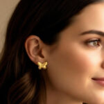 Gold Plated Butterfly Stud Earrings for Women
