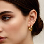 Small Hypoallergenic Gold Huggie Hoops for sensitive ears stackin