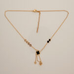 Dainty four leaf clover Y-necklace in 18K gold plating