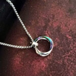 Rainbow interlocking triple circle pendant for men AuraSpark