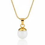 Golden Pearl Drop Pendant Necklace for Women