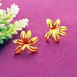 Elegant 5-Petal Flower Gold Studs Jewelry for Daily Wear.
