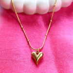 Minimalist 3D gold heart necklace for women by AuraSpark
