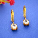 AuraSpark Gold Anti-Tarnish Solitaire Huggie Drop Earrings.