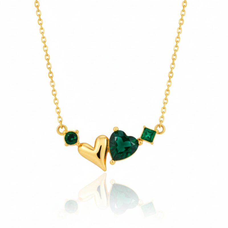 Classy Green Stone Heart Pendant Necklace for Women