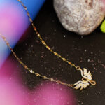 AuraSpark Gold Angel Wing Infinity Necklace with crystals