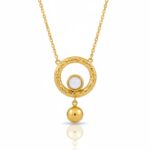 Elegant Circle Pendant Necklace with Pearl and a dangler for Women