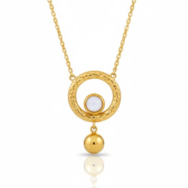 Elegant Circle Pendant Necklace with Pearl and a dangler for Women