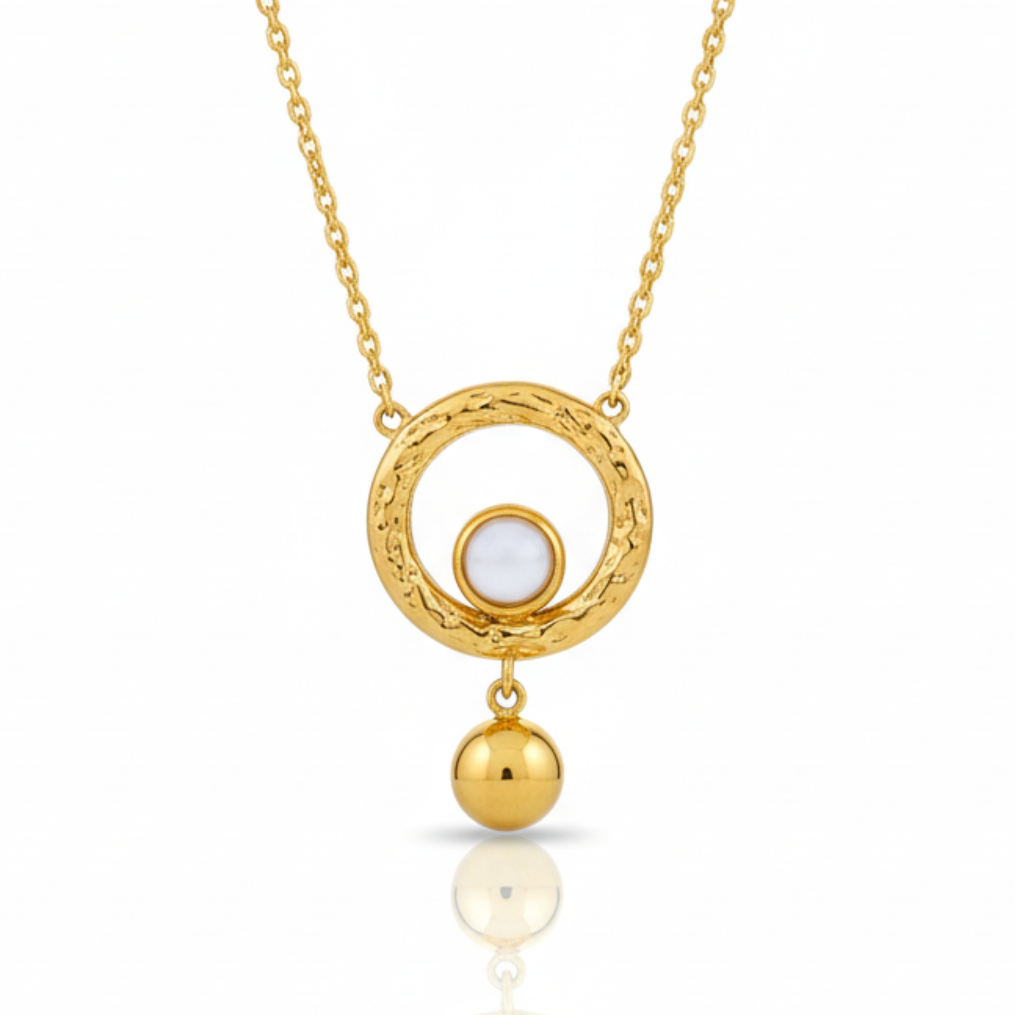 Elegant Circle Pendant Necklace with Pearl and a dangler for Women
