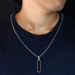 Stainless Steel Black Bar Charm Jewelry for Modern Men's Style