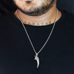 Men’s Gothic Wolf Tooth Charm with Stainless Steel Box Chain