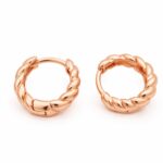 Minimal Rose Gold Twisted Huggie Hoop Earrings