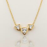Modern Gold Plated Tri Crystal Geometric Pendant Necklace for Women