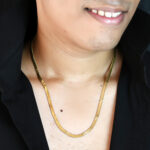 AuraSpark 18K gold plated herringbone star chain for men