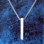 AuraSpark Mens Silver Vertical Bar Pendant on Box Chain
